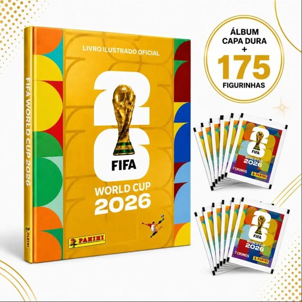 Kit álbum capa dura dourado mais 25 pacotes e 15 de brinde